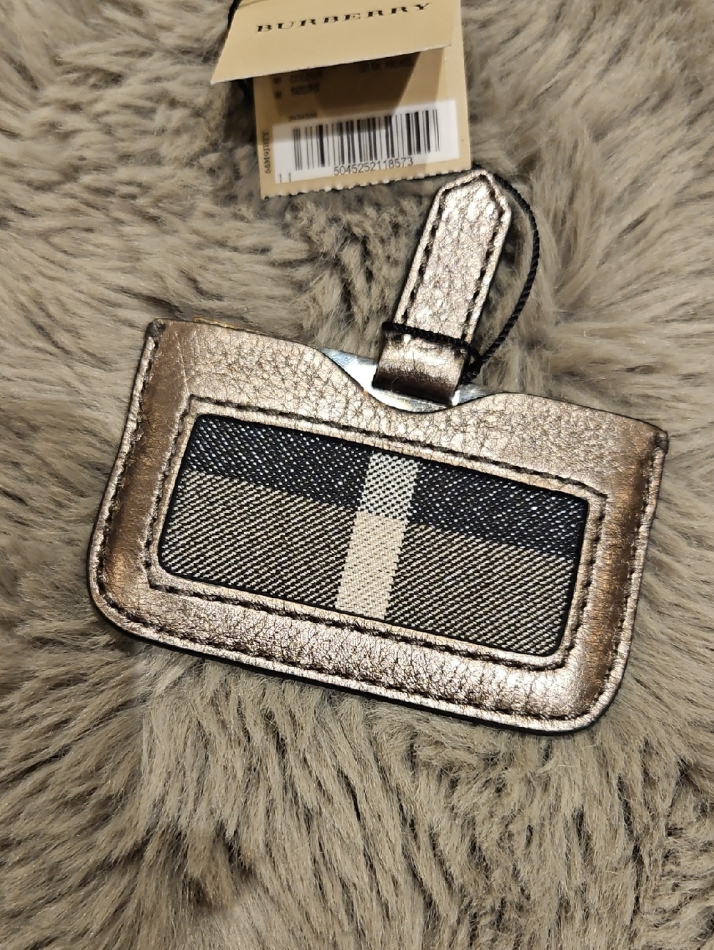 Burberry Metallic Silver Brit Plaid Mirror NWT